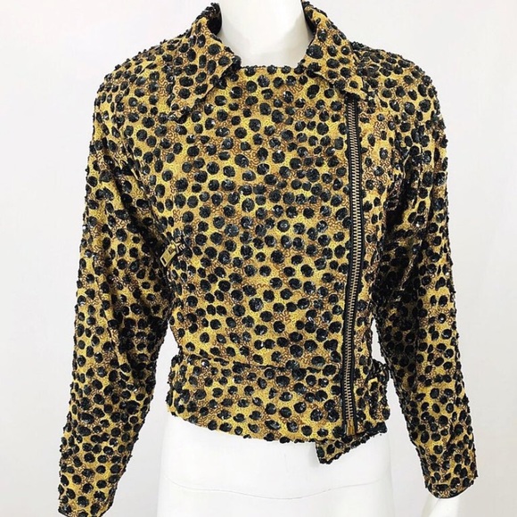 Jeanette Kastenberg Sequin Leopard Biker Jacket - Picture 3 of 16